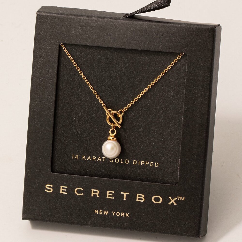 14K GOLD FRESHWATER PEARL TOGGLE NECKLACE